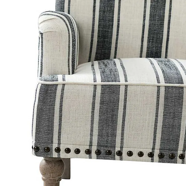 Accent Chairs-Kirklands Home Black White Stripe Upholstered Accent Chair
