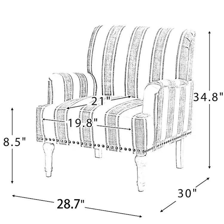 Accent Chairs-Kirklands Home Black White Stripe Upholstered Accent Chair