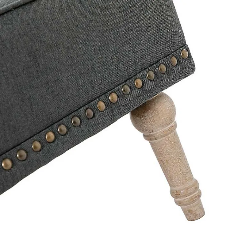 Accent Chairs-Kirklands Home Reginald Charcoal Button Tufted Armchair Gray