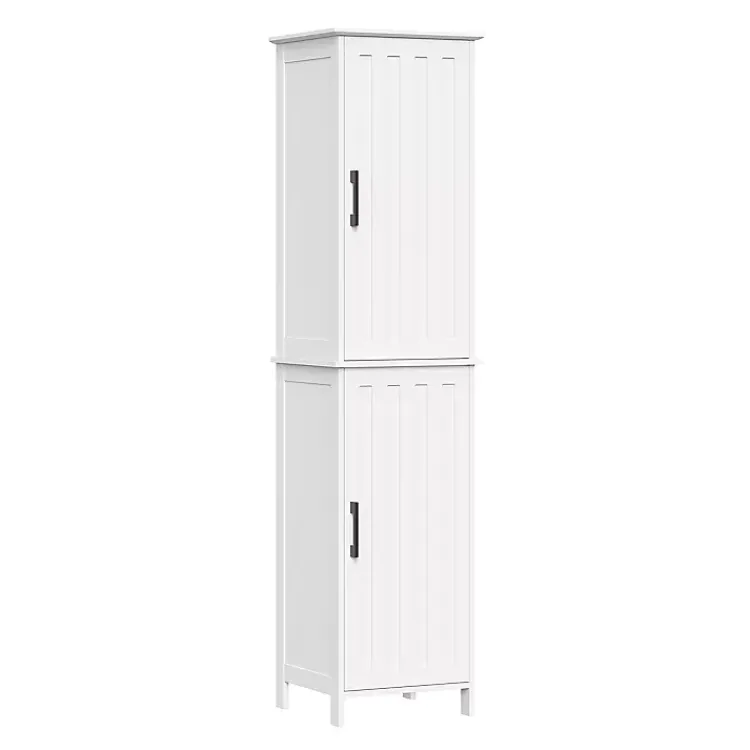 Bathroom Furniture-Kirklands Home Tall Wood 2-Door Storage Cabinet White