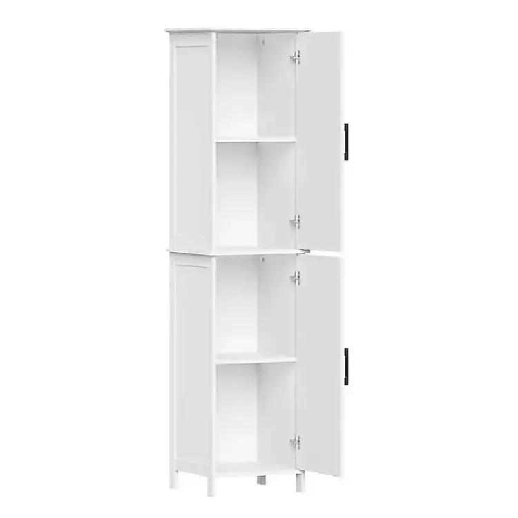 Bathroom Furniture-Kirklands Home Tall Wood 2-Door Storage Cabinet White