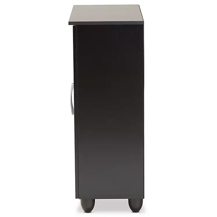 Entryway Furniture-Kirklands Home Wood Cut-Out Shoe Storage Cabinet Black