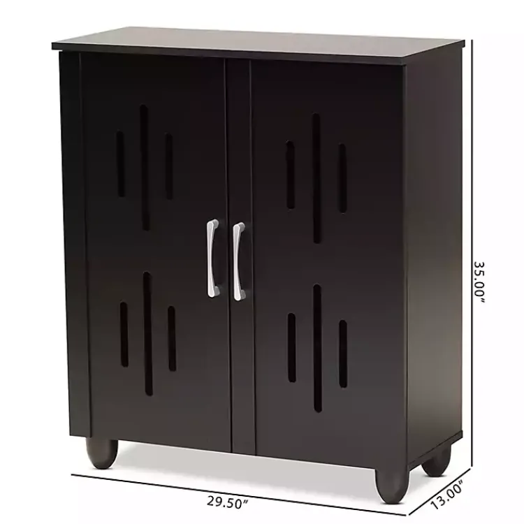 Entryway Furniture-Kirklands Home Wood Cut-Out Shoe Storage Cabinet Black