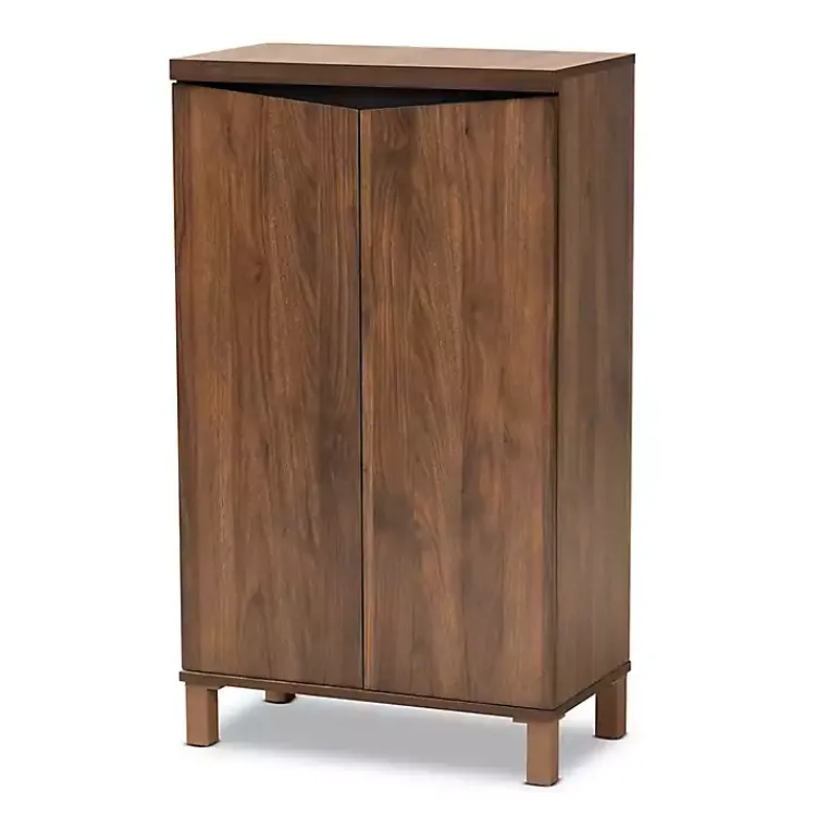 Entryway Furniture-Kirklands Home Walnut Slim Shoe Storage Cabinet Brown