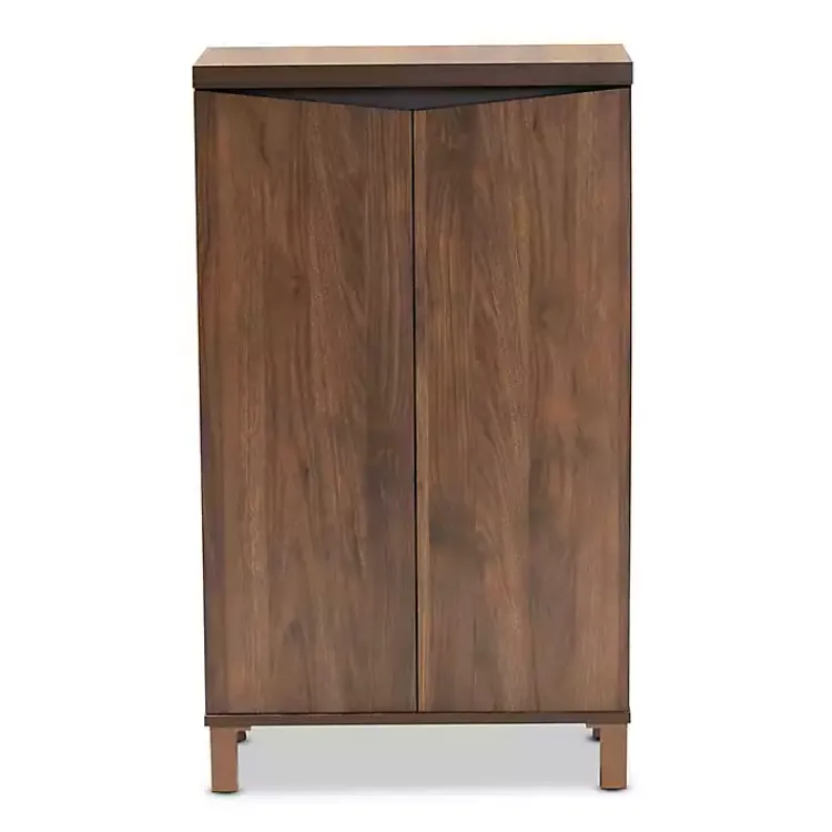 Entryway Furniture-Kirklands Home Walnut Slim Shoe Storage Cabinet Brown