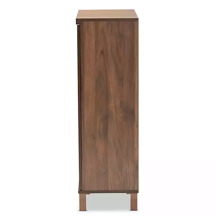 Entryway Furniture-Kirklands Home Walnut Slim Shoe Storage Cabinet Brown