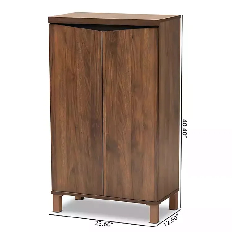 Entryway Furniture-Kirklands Home Walnut Slim Shoe Storage Cabinet Brown