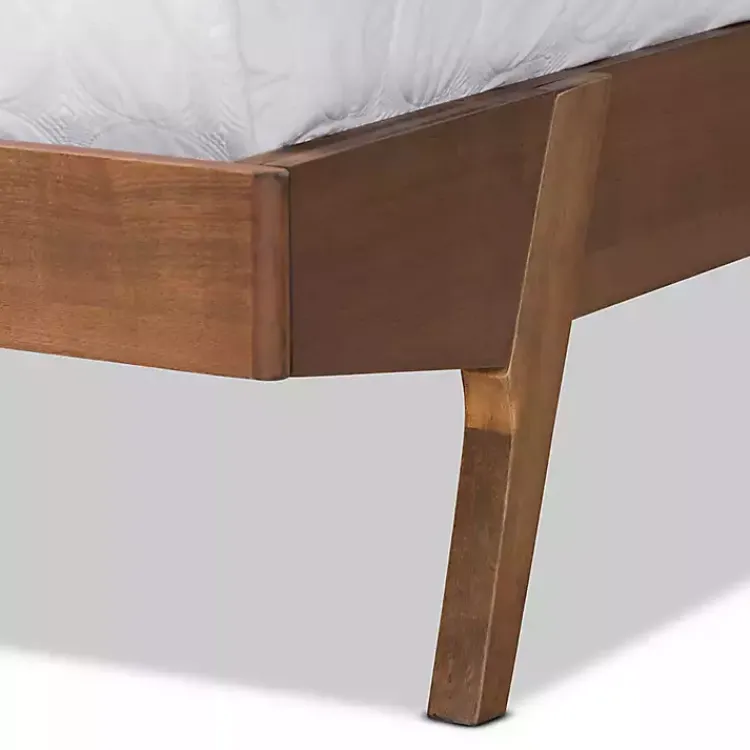 Beds & Headboards-Kirklands Home Tan Upholstered Brown Wood Full Platform Bed