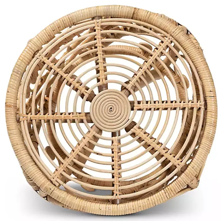 Accent & End Tables-Kirklands Home Natural Rat Open Woven Accent Table Tan