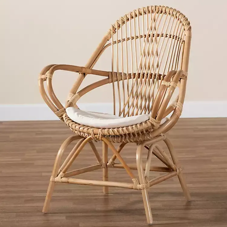 Accent Chairs-Kirklands Home Open Woven Rattan Accent Chair White