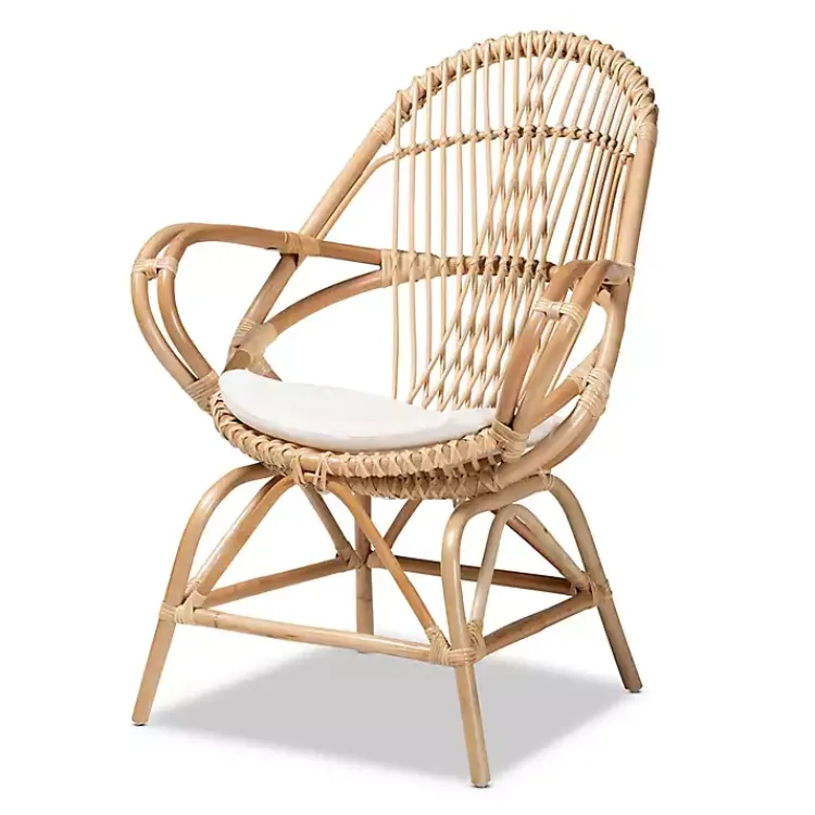 Accent Chairs-Kirklands Home Open Woven Rattan Accent Chair White