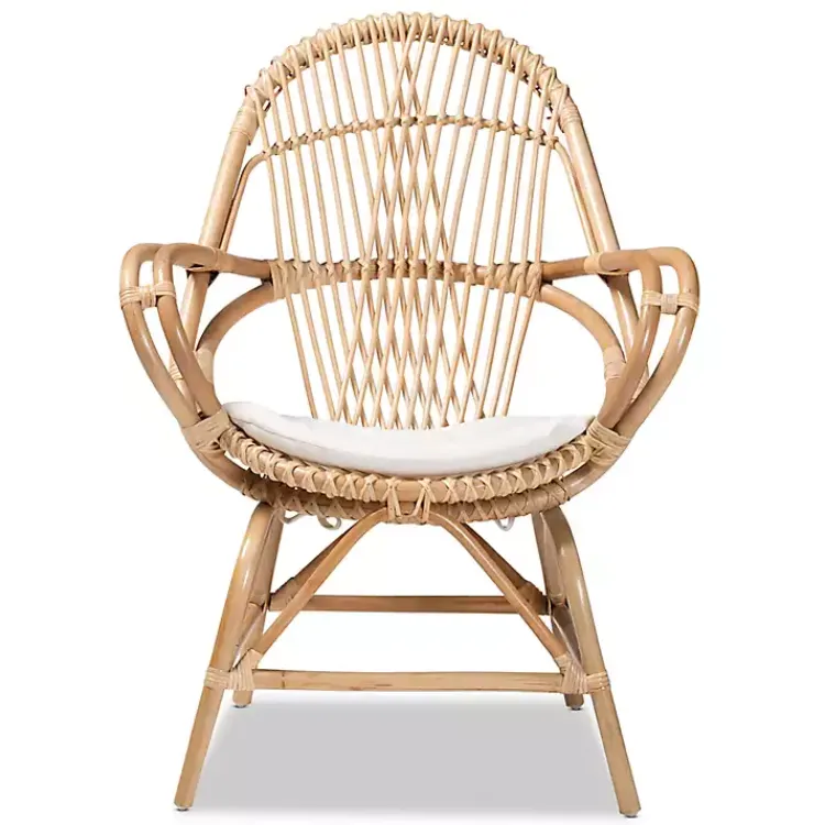 Accent Chairs-Kirklands Home Open Woven Rattan Accent Chair White
