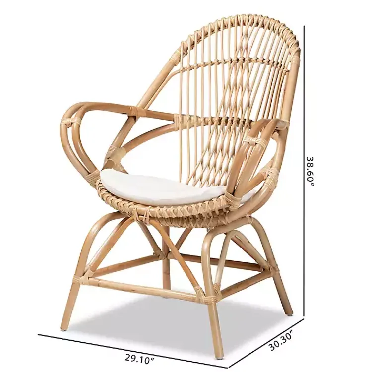 Accent Chairs-Kirklands Home Open Woven Rattan Accent Chair White
