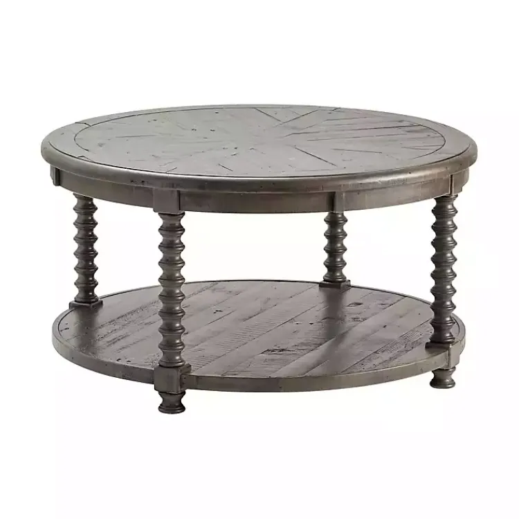 Coffee Tables-Kirklands Home Dark Turned Legs Cofee Table Gray