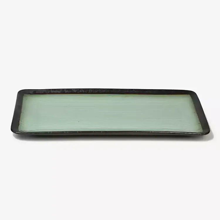 Serving & Entertaining-Kirklands Home Seafoam and Onyx Rectangular Serving Platter