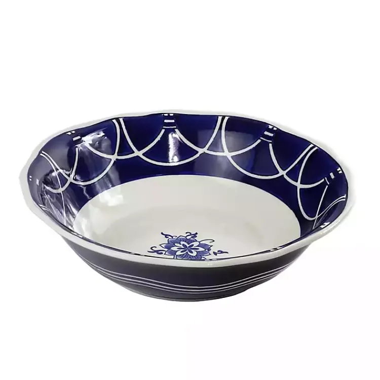 Serving & Entertaining-Kirklands Home Pip Vintage Blue Floral Serving Bowl