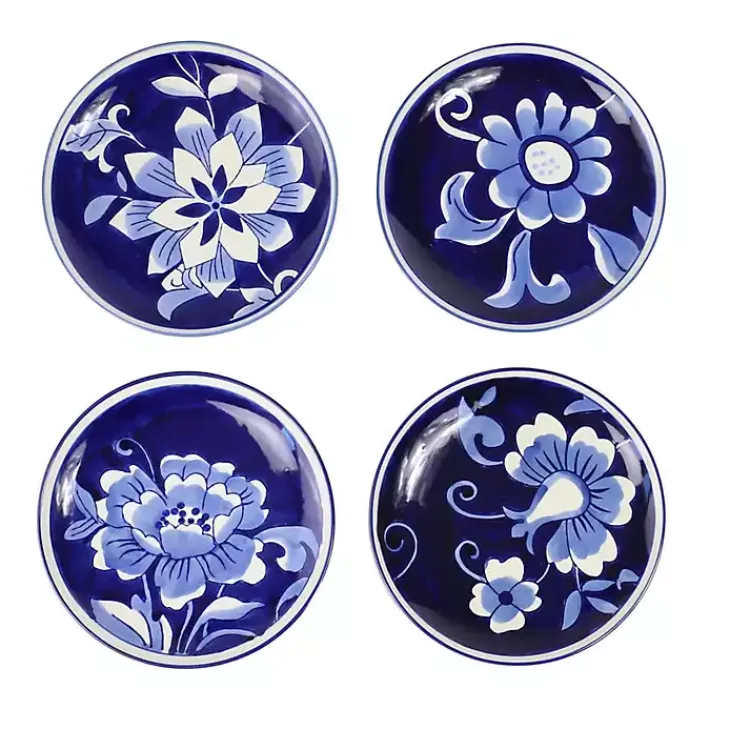 Dinnerware-Kirklands Home Pip Vintage Blue Floral Appetizer Plates, Set of 4
