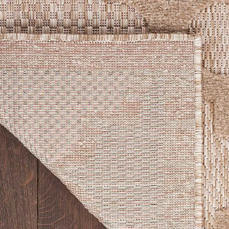Outdoor Rugs-Kirklands Home Sandstone Natural Trellis Outdoor Area Rug, 4x6
