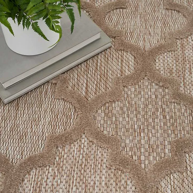 Outdoor Rugs-Kirklands Home Sandstone Natural Trellis Outdoor Area Rug, 4x6