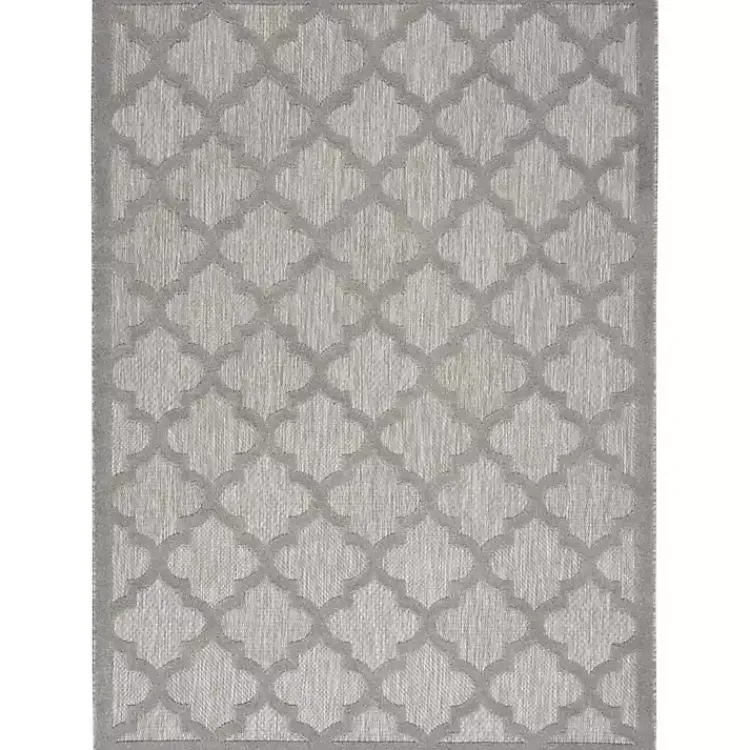 Outdoor Rugs-Kirklands Home Soft Silver Trellis Outdoor Area Rug, 4x6