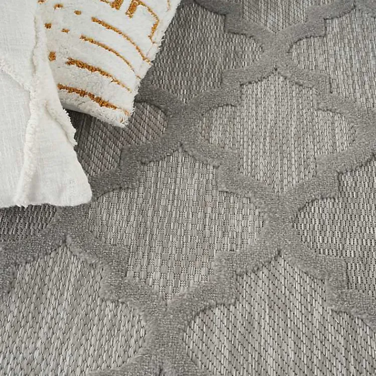 Outdoor Rugs-Kirklands Home Soft Silver Trellis Outdoor Area Rug, 4x6