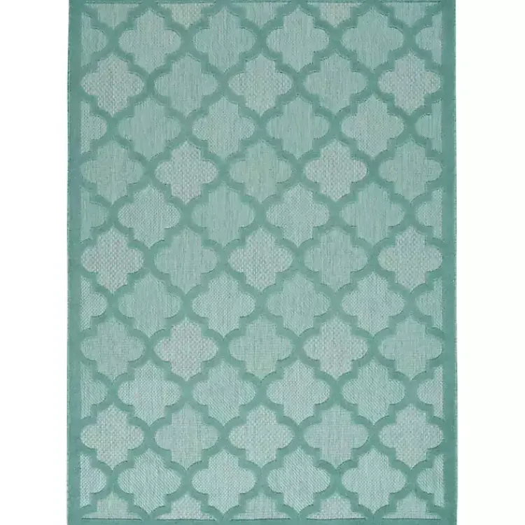 Outdoor Rugs-Kirklands Home Ocean Aqua Trellis Outdoor Area Rug, 4x6 Blue