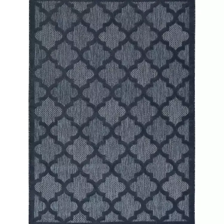 Outdoor Rugs-Kirklands Home Navy Trellis Indoor/Outdoor Area Rug, 5x7 Blue