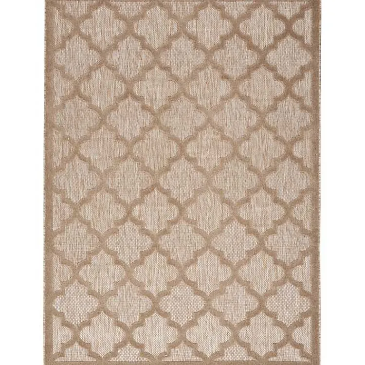 Outdoor Rugs-Kirklands Home Beige Trellis Indoor/Outdoor Area Rug, 5x7 Tan