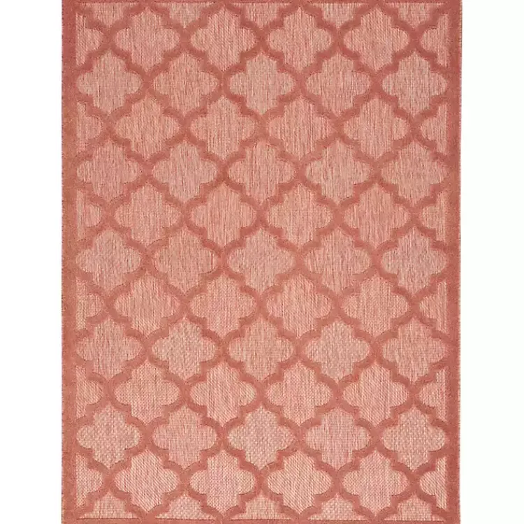 Outdoor Rugs-Kirklands Home Coral Trellis Indoor/Outdoor Area Rug, 6x9 Pink