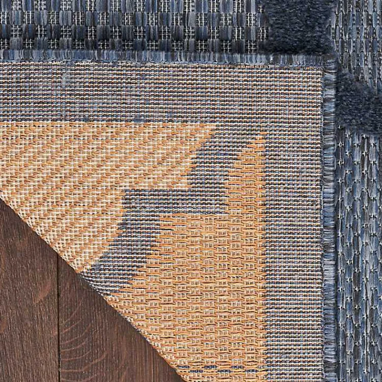 Outdoor Rugs-Kirklands Home Navy Trellis Indoor/Outdoor Area Rug, 6x9 Blue