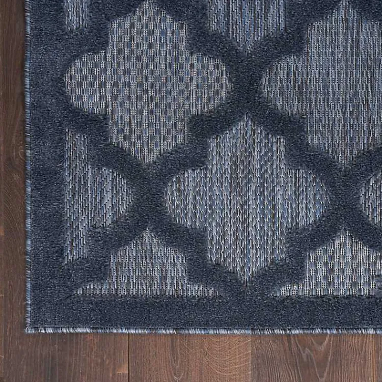 Outdoor Rugs-Kirklands Home Navy Trellis Indoor/Outdoor Area Rug, 6x9 Blue