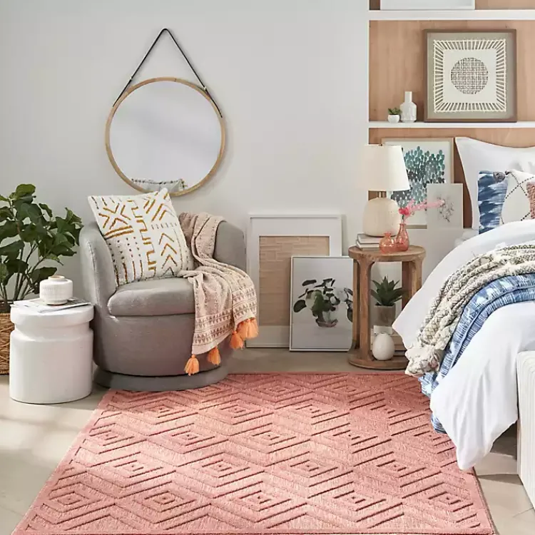 Outdoor Rugs-Kirklands Home Coral Diamond Indoor/Outdoor Area Rug, 5x7 Orange