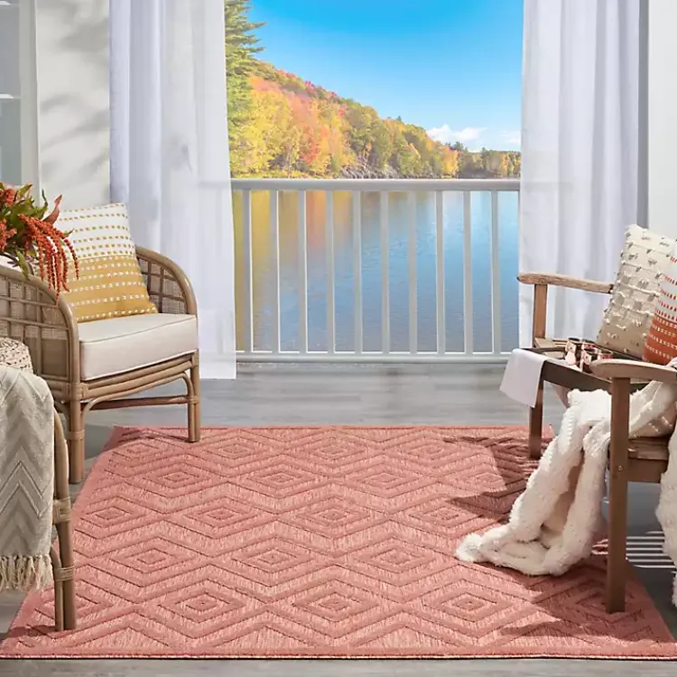 Outdoor Rugs-Kirklands Home Coral Diamond Indoor/Outdoor Area Rug, 5x7 Orange