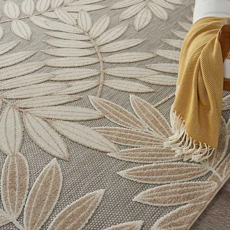 Outdoor Rugs-Kirklands Home Natural Botanical Leaves Outdoor Area Rug, 9x13