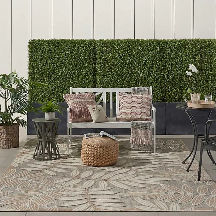 Outdoor Rugs-Kirklands Home Natural Botanical Leaves Outdoor Area Rug, 9x13