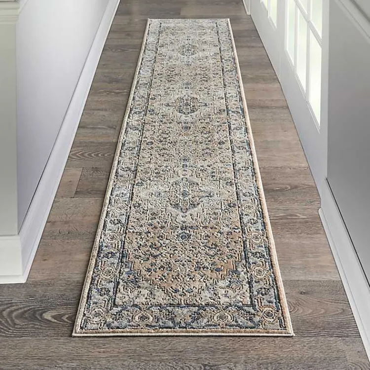 Area Rugs-Kirklands Home Multicolor Nadia Medallion Runner, 2x10 Gray