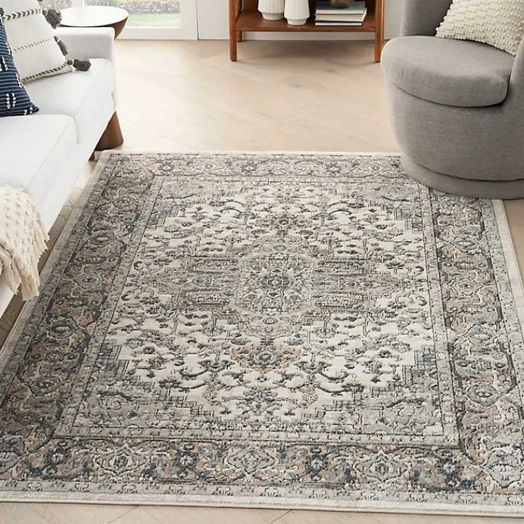Area Rugs-Kirklands Home and Ivory Nadia Medallion Area Rug, 5x7 Gray