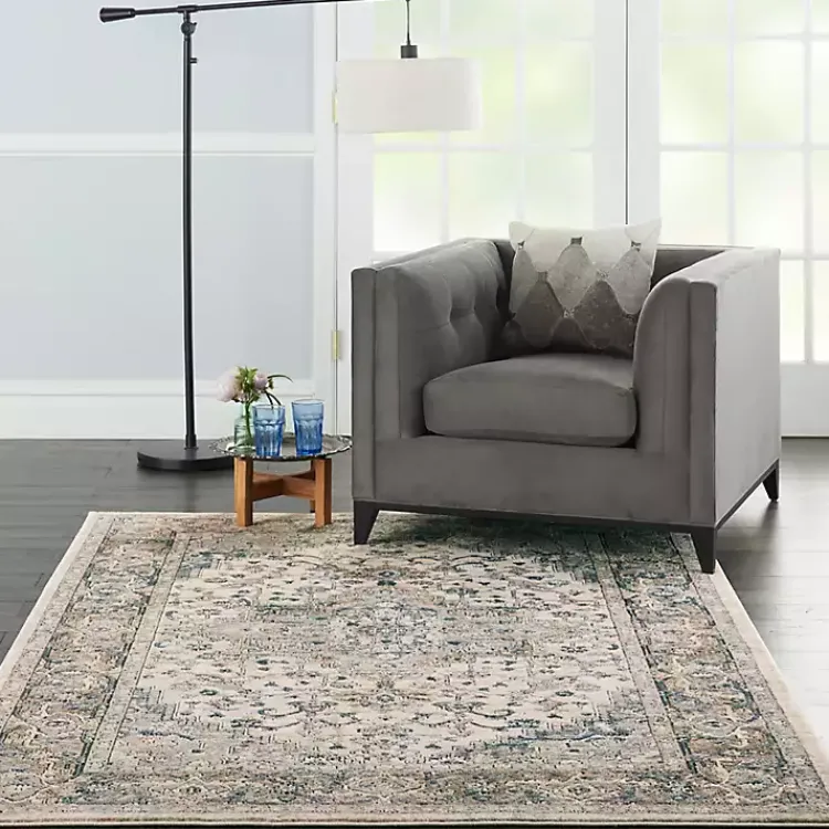 Area Rugs-Kirklands Home and Ivory Nadia Medallion Area Rug, 5x7 Gray