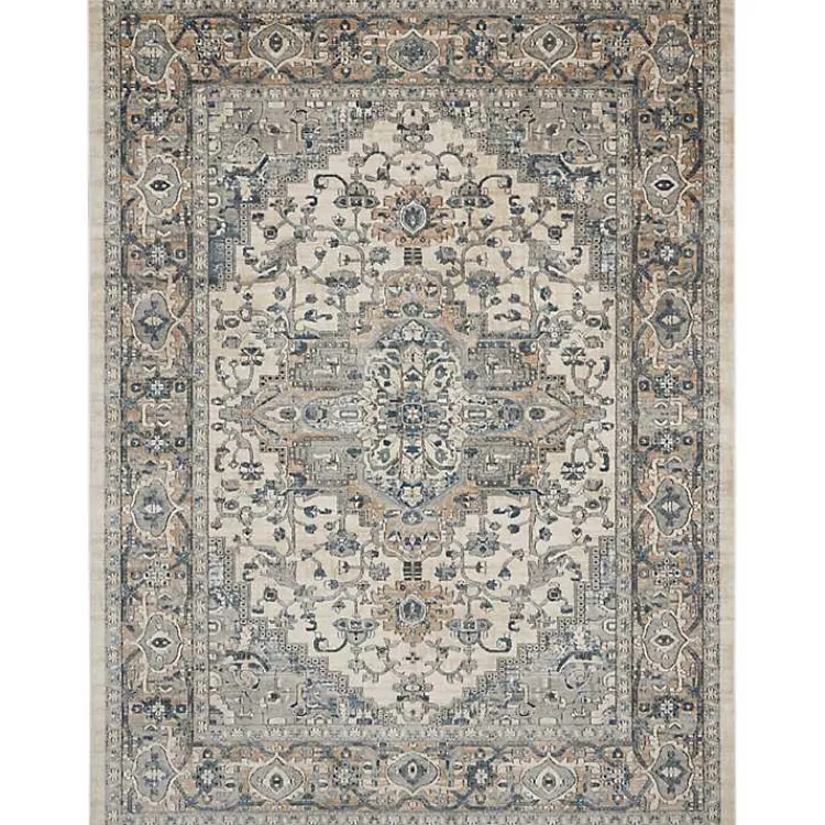 Area Rugs-Kirklands Home and Ivory Nadia Medallion Area Rug, 7x9 Gray