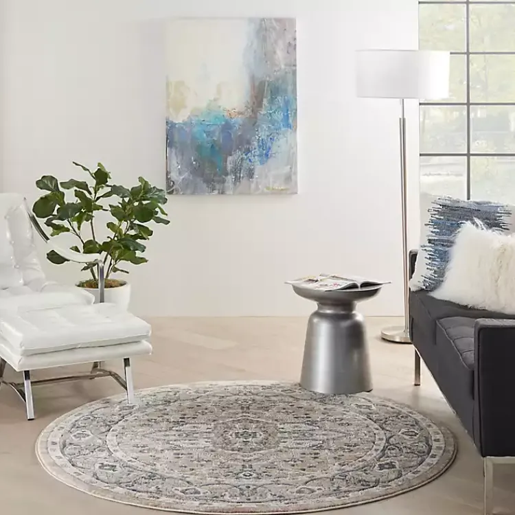 Area Rugs-Kirklands Home Tan Navaro Medallion Round Area Rug, 5 ft.