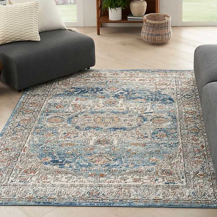 Area Rugs-Kirklands Home Vintage Raj Area Rug, 5x7 Blue