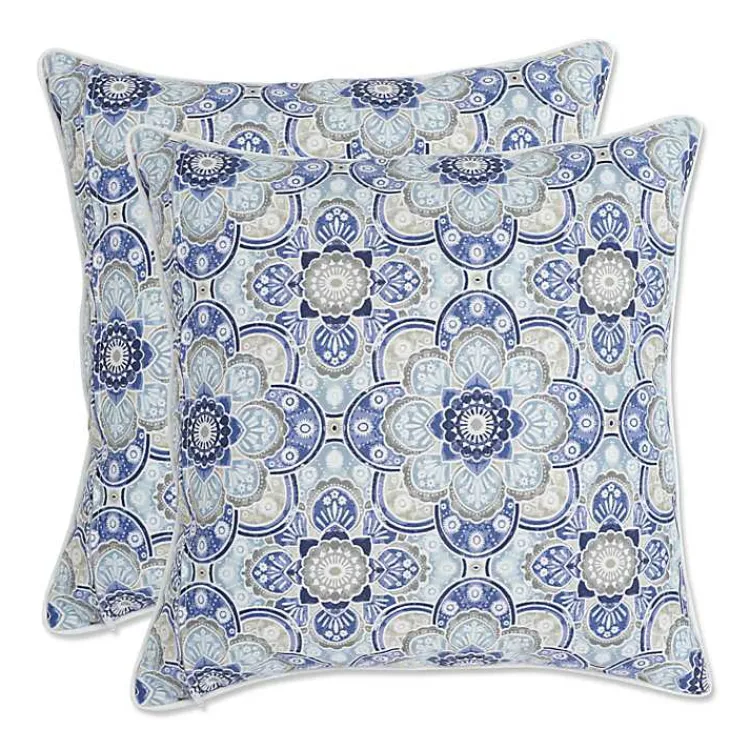 Outdoor Cushions & Pillows-Kirklands Home Emilia Outdoor Throw Pillows, Set of 2 Blue