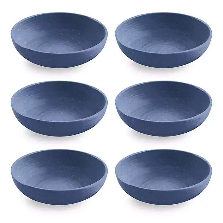 Outdoor Dining-Kirklands Home Madden Melamine Low Bowls, Set of 6 Blue
