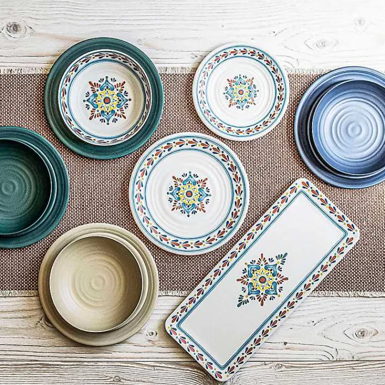 Outdoor Dining-Kirklands Home Madden Melamine Low Bowls, Set of 6 Blue