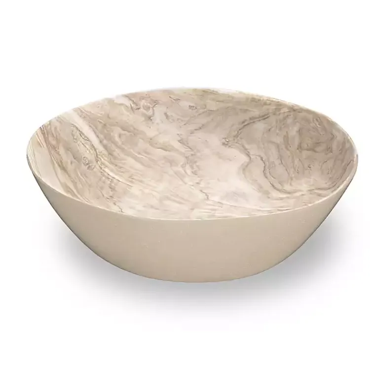Outdoor Dining-Kirklands Home Faux Wood Melamine Serving Bowl Tan