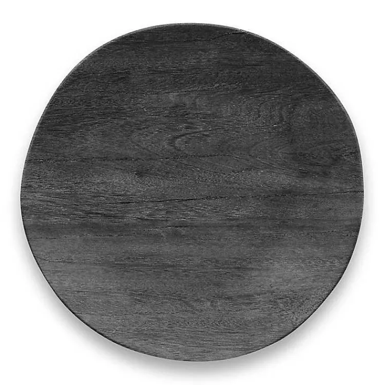 Outdoor Dining-Kirklands Home Charcoal Faux Wood Melamine Dinner Plate, Set of 6 Gray