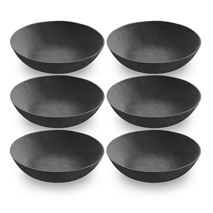 Outdoor Dining-Kirklands Home Melamine Santal Dinner Bowls, Set of 6 Black
