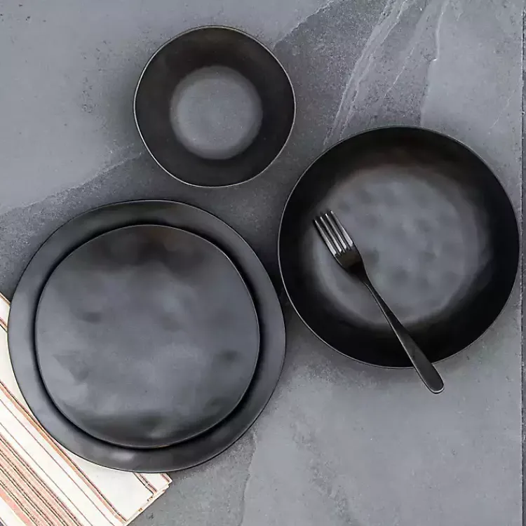 Outdoor Dining-Kirklands Home Melamine Santal Dinner Bowls, Set of 6 Black