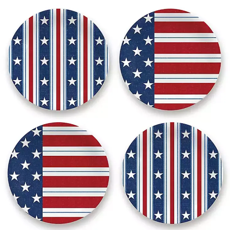 Outdoor Dining-Kirklands Home Stars and Stripes 4-pc. Melamine Appetizer Plates