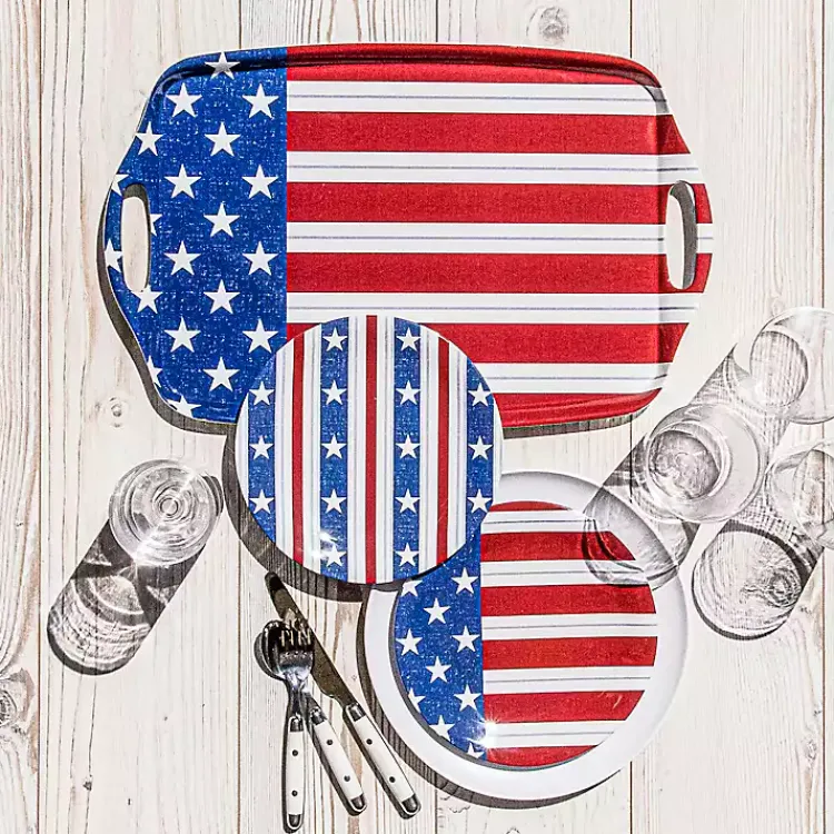 Outdoor Dining-Kirklands Home Stars and Stripes 4-pc. Melamine Appetizer Plates